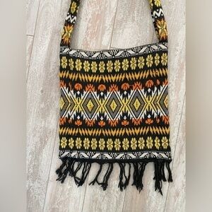 Boho Purse With Fringes on Bottom Super Cute and Clean 13” x 14”